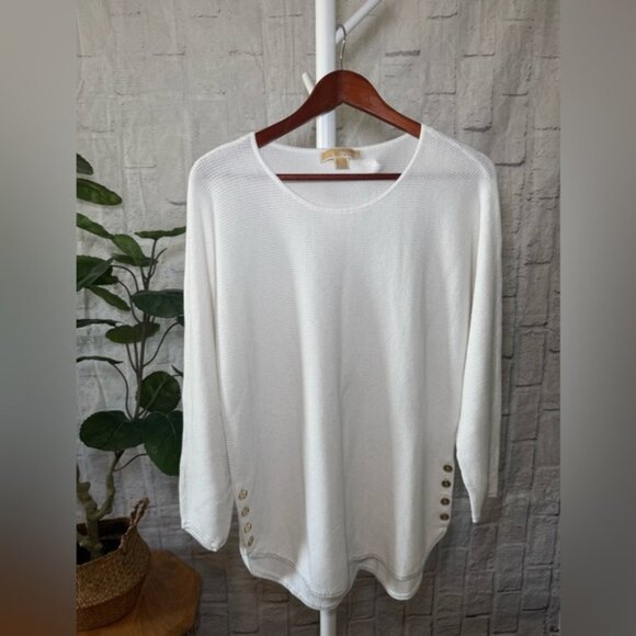 Michael Kors White Long Sleeve Batwing Knit Tunic, in Women’s Size XL - Picture 1 of 14